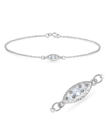 Eye Shape with Round CZ Silver Bracelet BRS-541